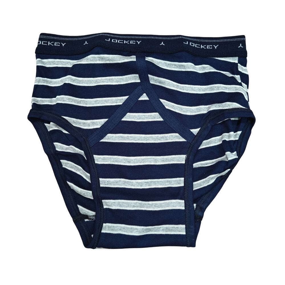 Vintage Jockey Classic Brief Navy Blue Grey White Stripe Mens 34